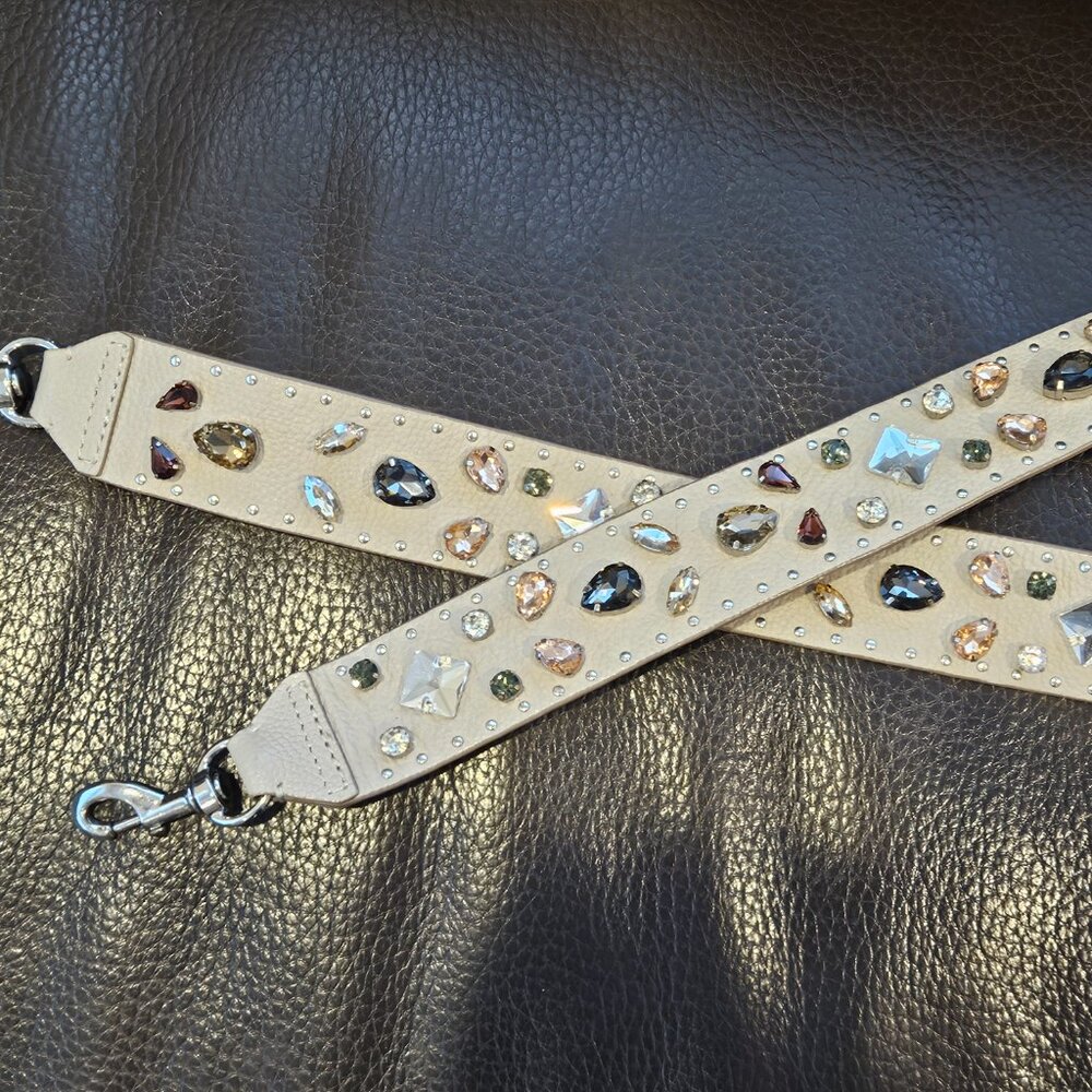 Multi Color Rhinestone Leather Strap - Picture 3 of 15